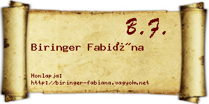 Biringer Fabiána névjegykártya